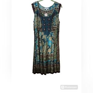 dressbarn Boho Style Sleeveless Pullover Dress Size Large NWT $39.99 Multicolor